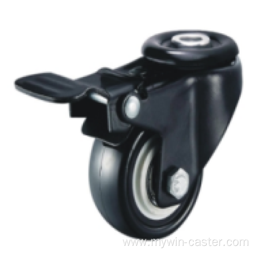 5 Inch Hollow Rivet Swivel PU Material With Brake Small Caster